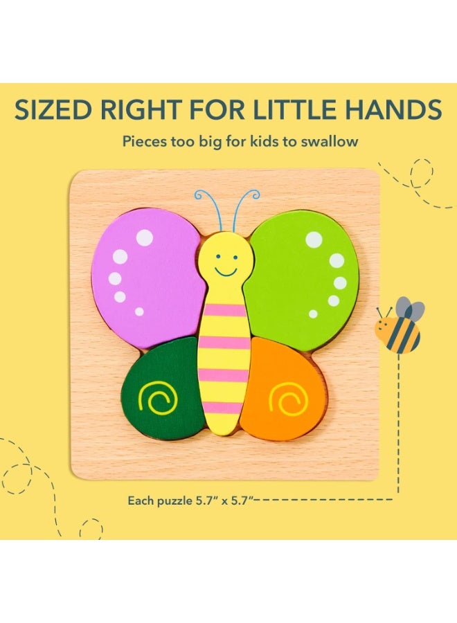 ST ZONE Wooden Toddler Puzzles Gifts Toys for 1 2 3 Year Old Boys Girls Baby Infant Kid Learning Educational 6 Animal Shape Jigsaw Eco Friendly Child Kid Montessori Stem Travel Toy - Image 3